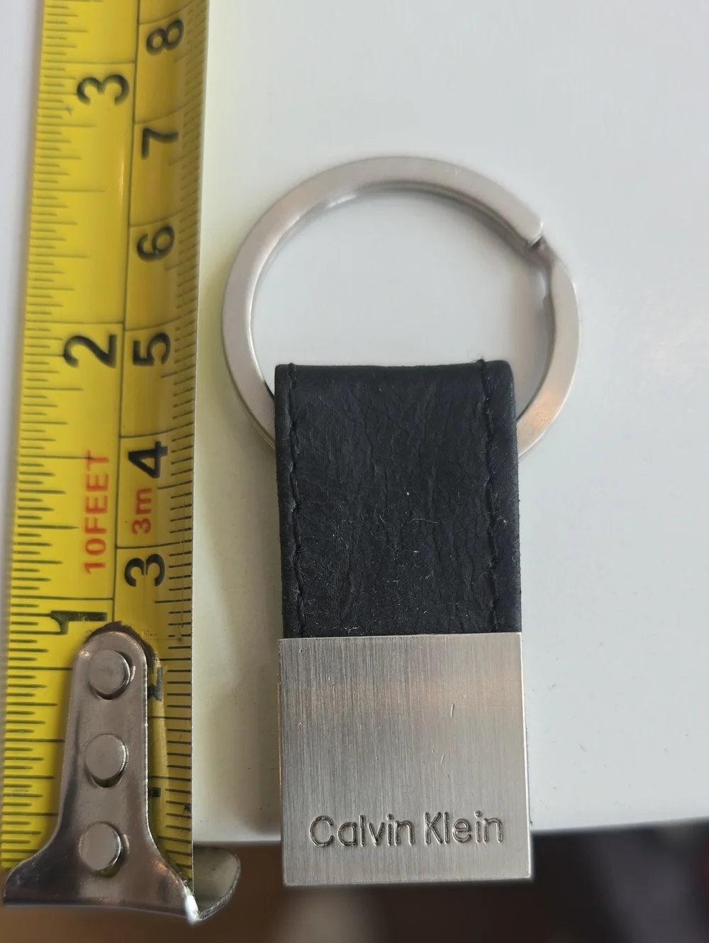 VTG Calvin Klein Black Leather & Silver Keyring